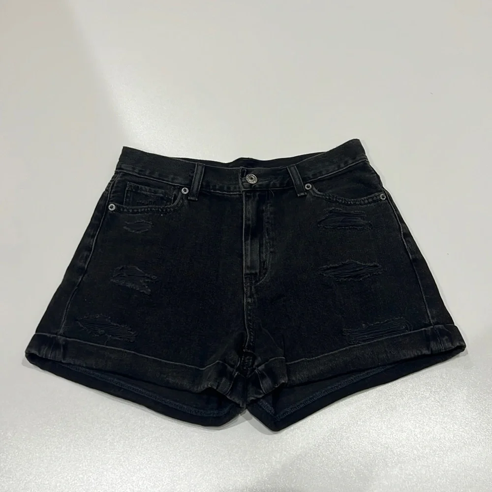 American Eagle Distressed Black Denim Shorts